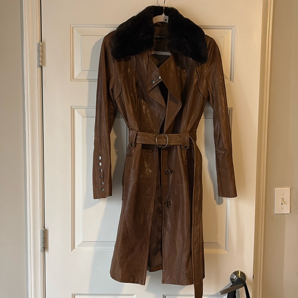 Brown Leather Trench Coat